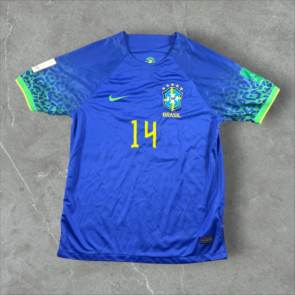 Nike Brazil Soccer Jersey Mens XL Blue 2022 World Cup Away Tufani 14 Leopard